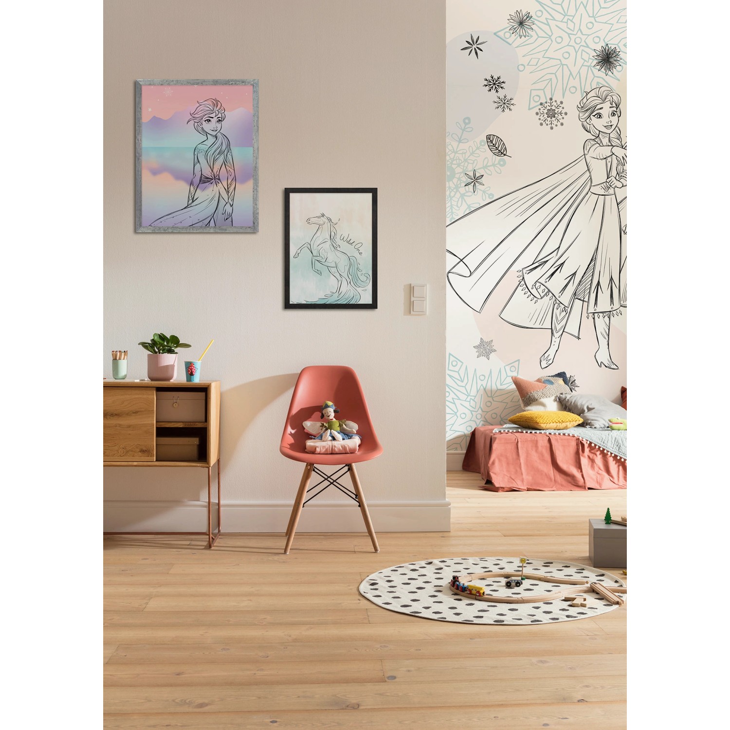 Komar Vlies Fototapete Disney Frozen Sketch Sisters Weiß-Schwarz