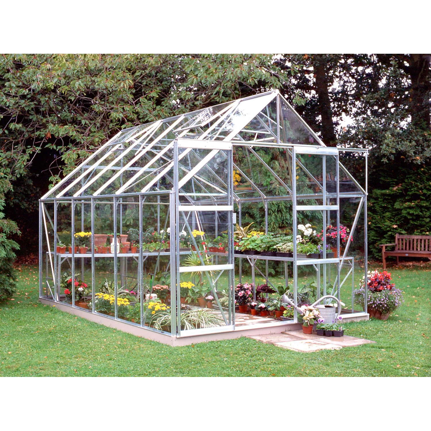 Halls Gewächshaus Magnum 128 Magnum Alu 9,9 m² inkl. Fundamentrahmen