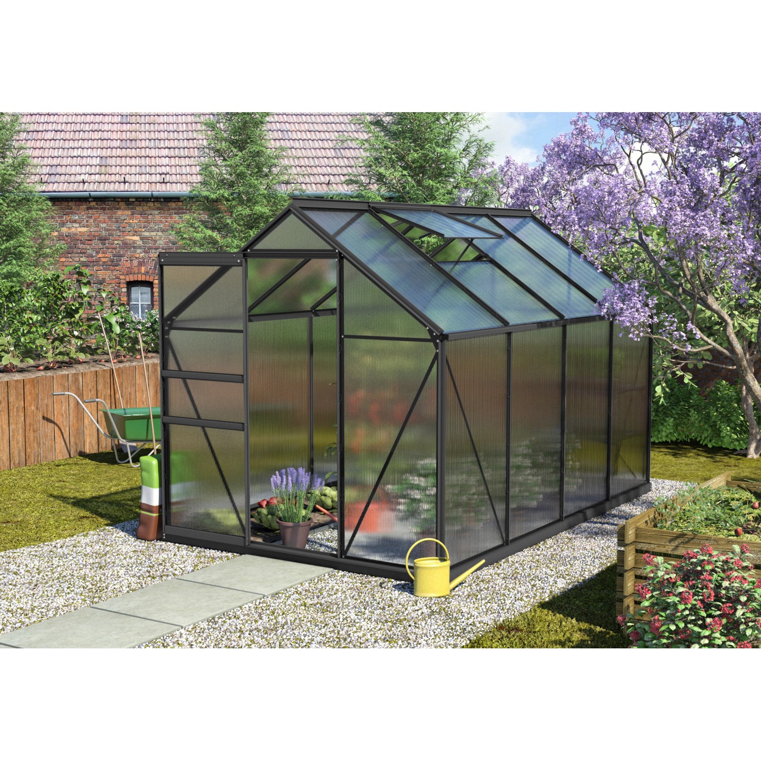 Vitavia Gewächshaus Calypso 5800 Schwarz 5,8 m² inkl. Fundament