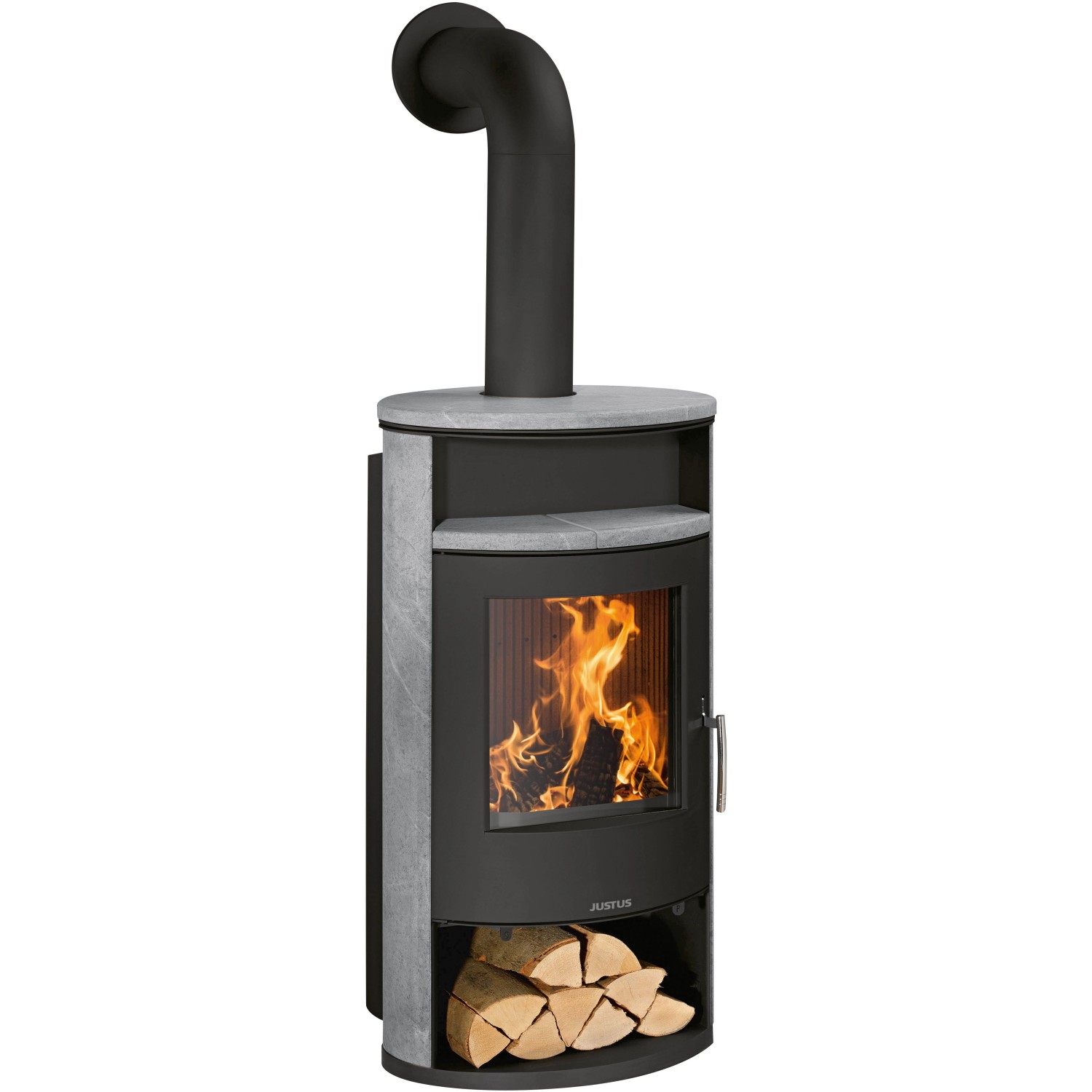 Justus Island Aqua Kaminofen Speckstein Schwarz 10 kW