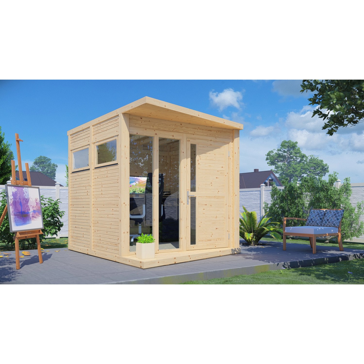 Bertilo Gartenhaus Concept Office 297 cm x 234 cm Natur FSC®
