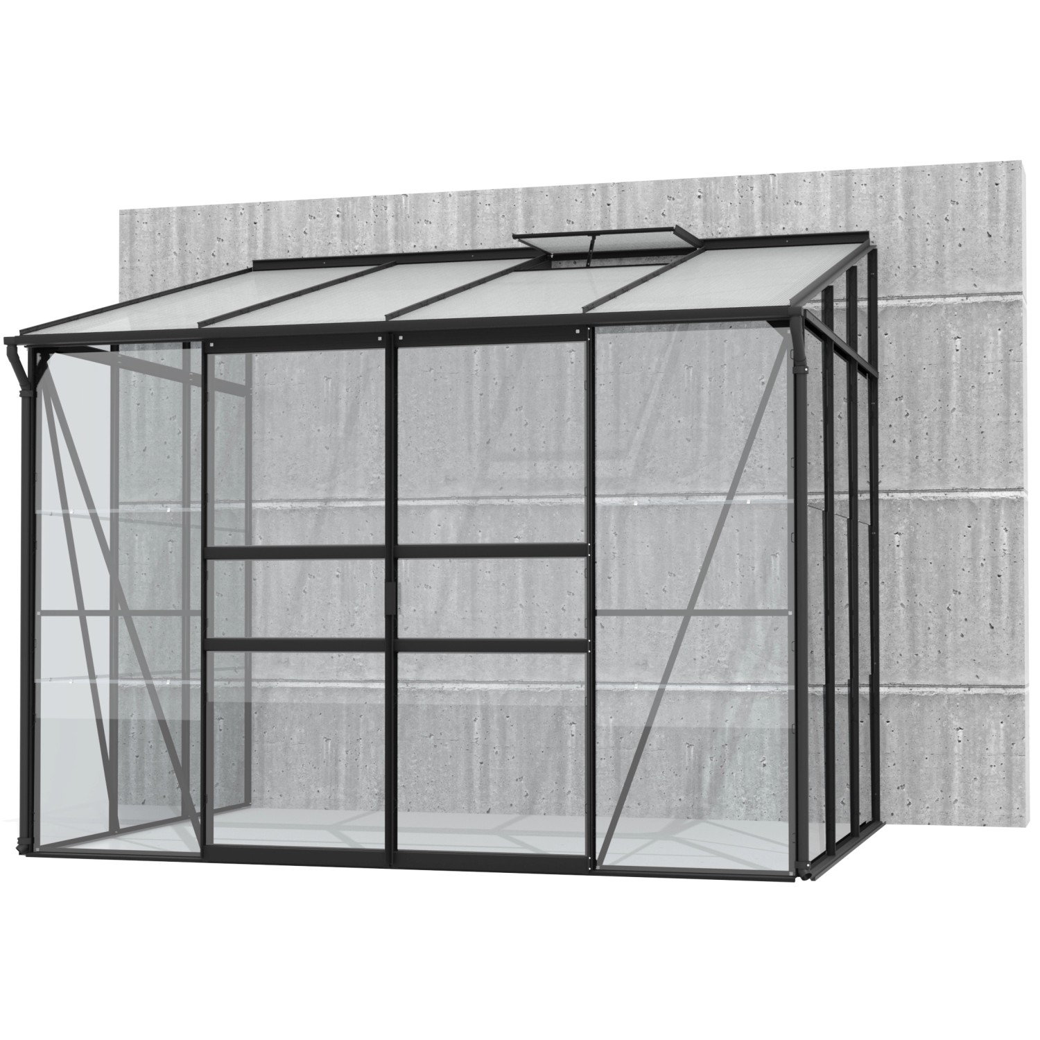 Vitavia Anlehn-Gewächshaus Ida 5200 ESG/HKP Schwarz 262,1 x 220,8 x 201,4 cm