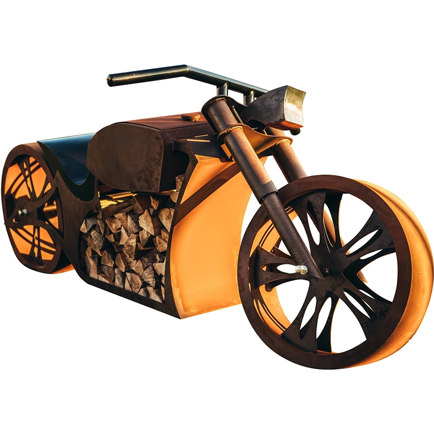 Ferrum Art Design Grillstelle Motorrad Rostoptik 123 cm x 120 cm