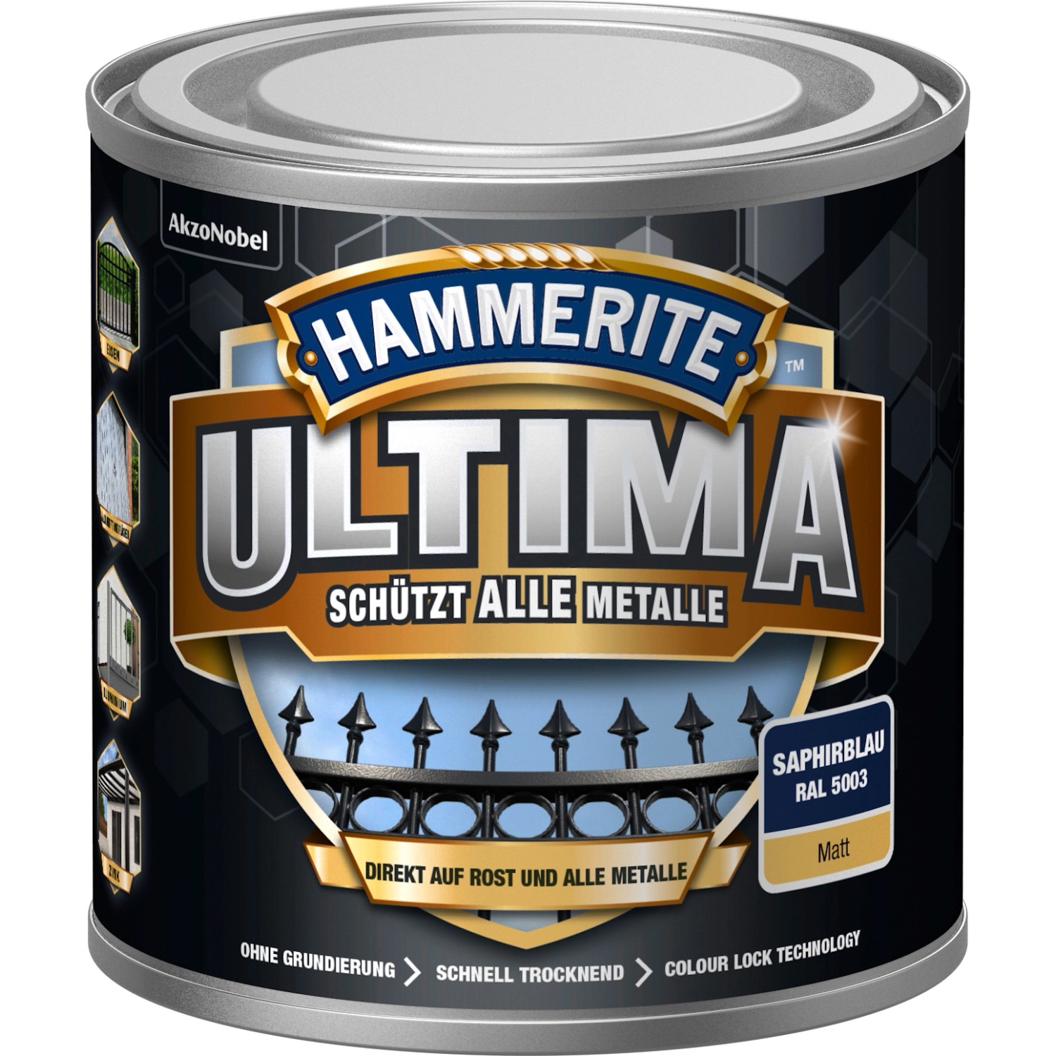 Hammerite Metallschutz-Lack Ultima Matt 250 ml Saphirblau RAL5003
