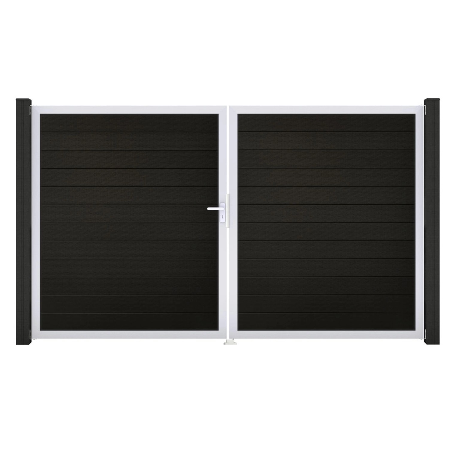 GroJa Solid Steckzaun Tor DIN Links EV1 Schwarz co-extrudiert