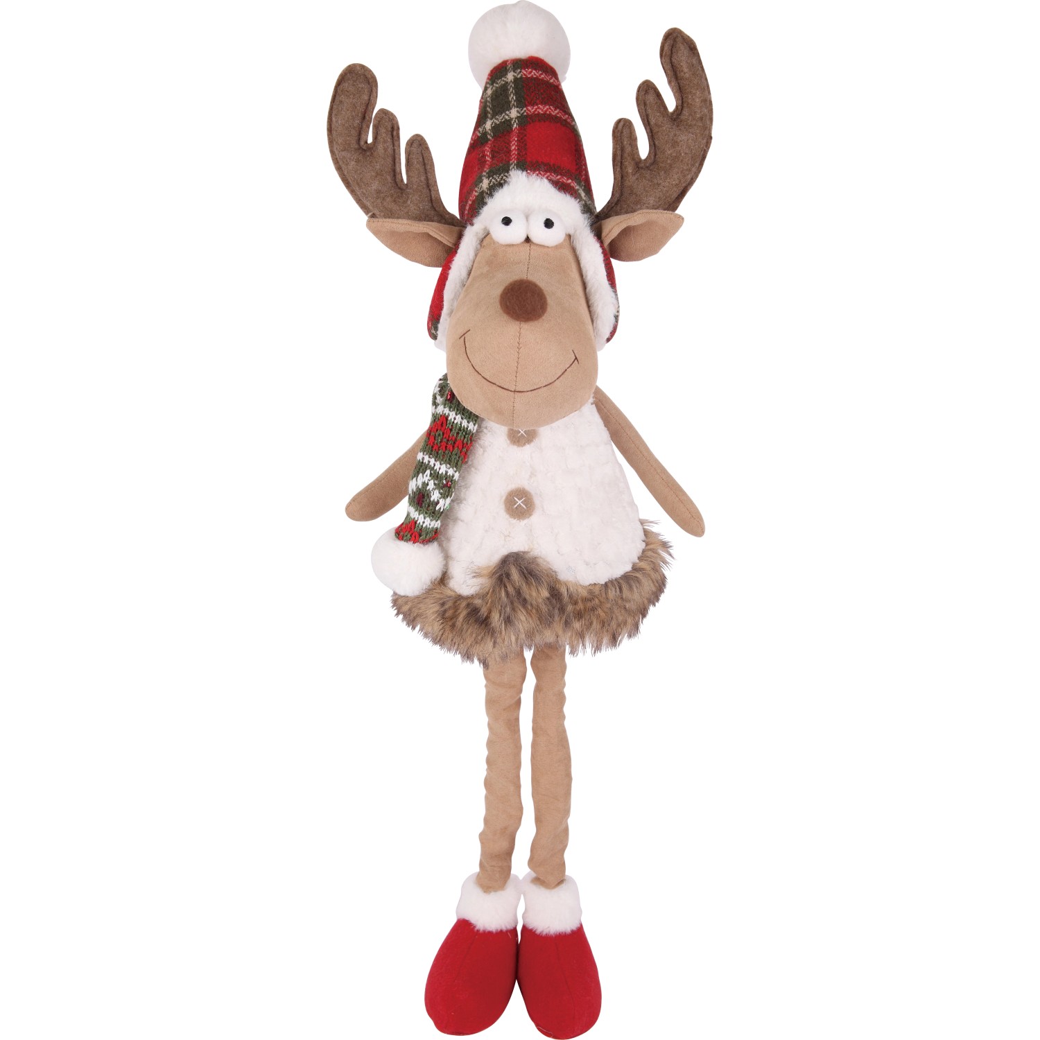 Stoff-Rentier Pop-up Stehend Rot-Grün