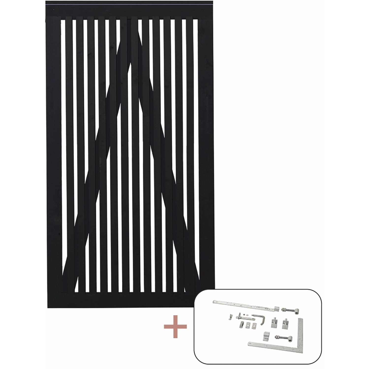 Plus Holz Einzeltor Sendai Nadelholz Schwarz 100 cm x 180 cm