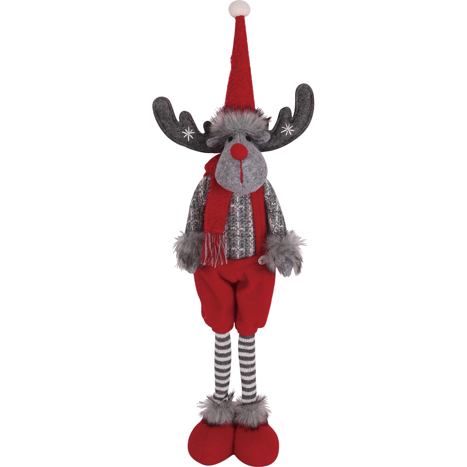 Stoff-Rentier mit Mütze 43 cm x 10 cm x 9 cm