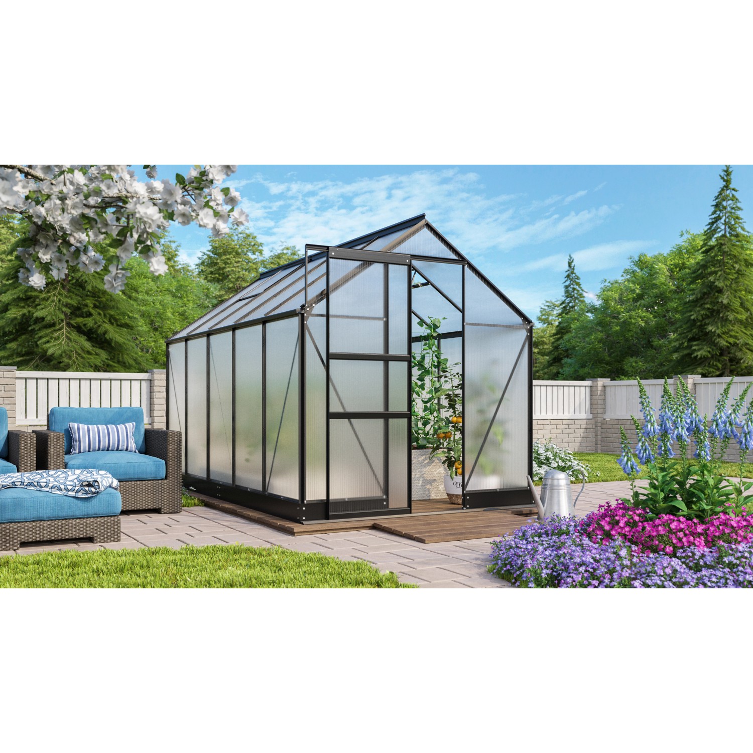 Vitavia Gewächshaus Apollo 6200 Schwarz 6,2 m² inkl. Fundament