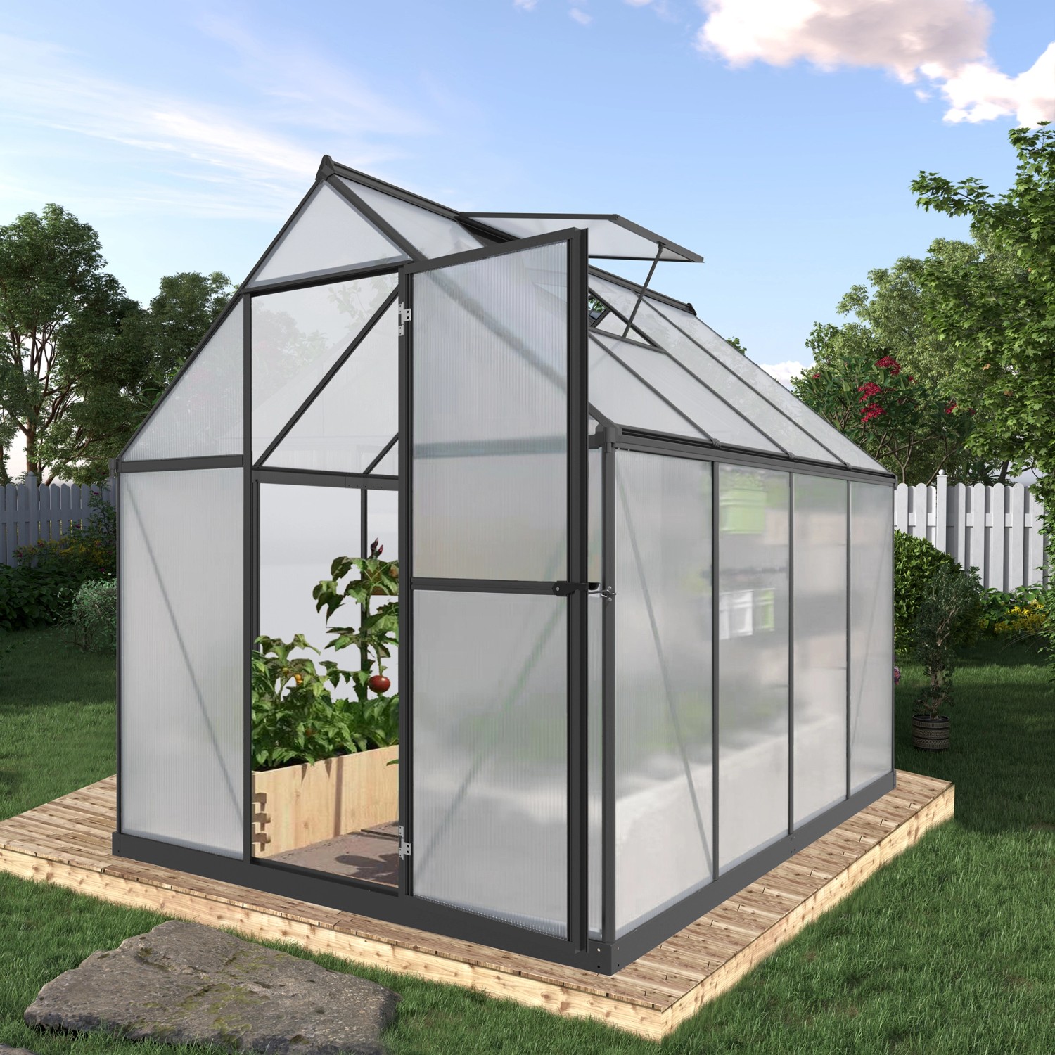 Floraworld Gewächshaus Grow III 2 Dachfenster und Bodenrahmen 182 x 243 x 208 cm