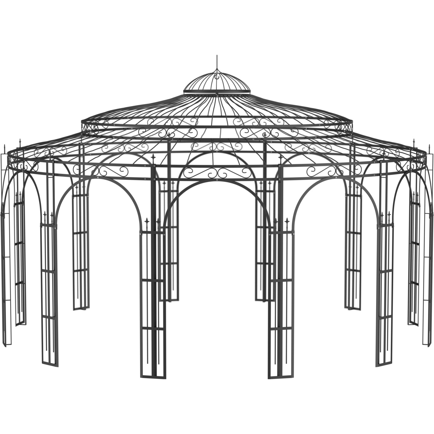 Eleo Pavillon Metall Toskana 340 cm x Ø 550 cm Pulverbeschichtet Schwarz