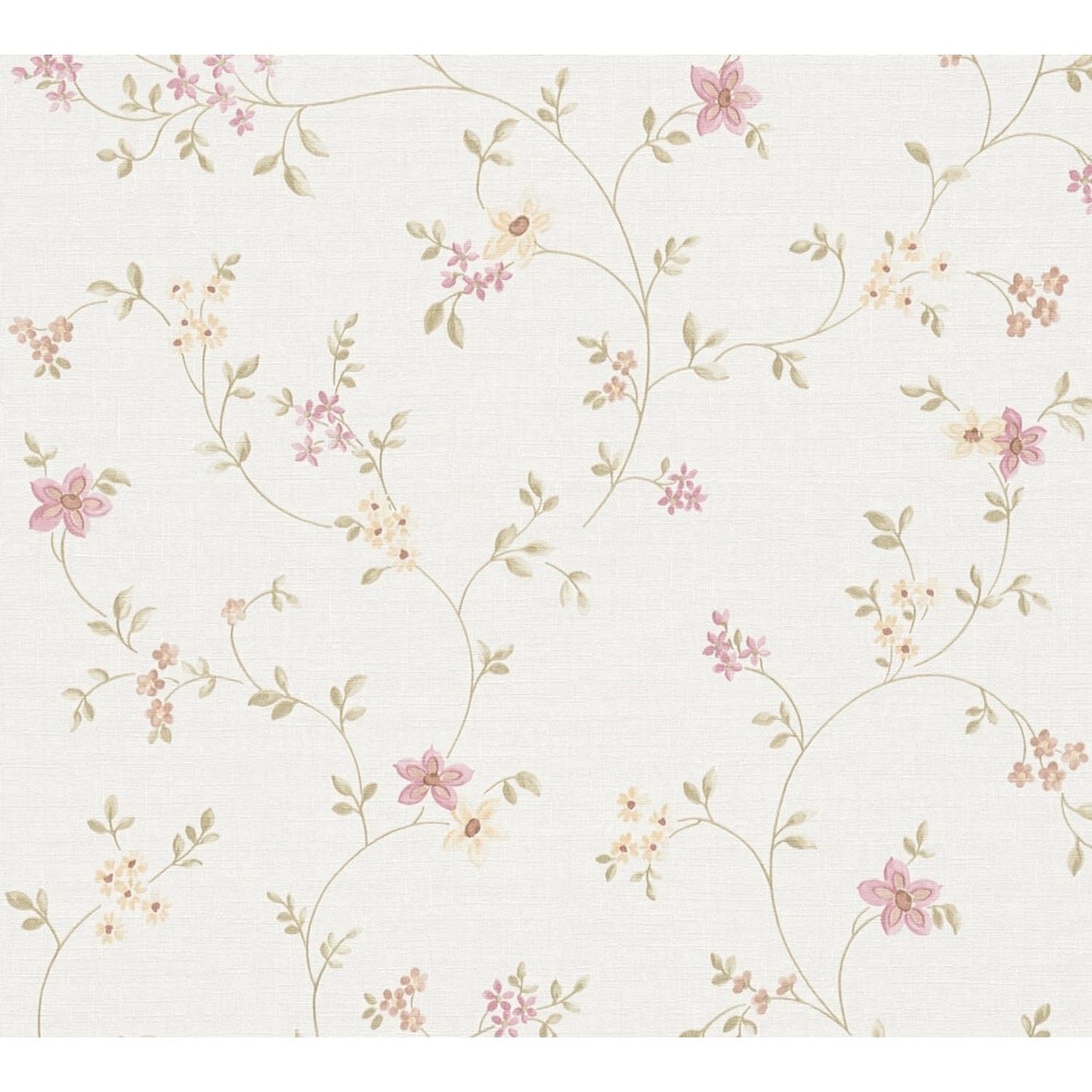 A.S. Création Vliestapete Blumenmuster Beige Grün und Rosa Maße 0,53 m x 10,05 m