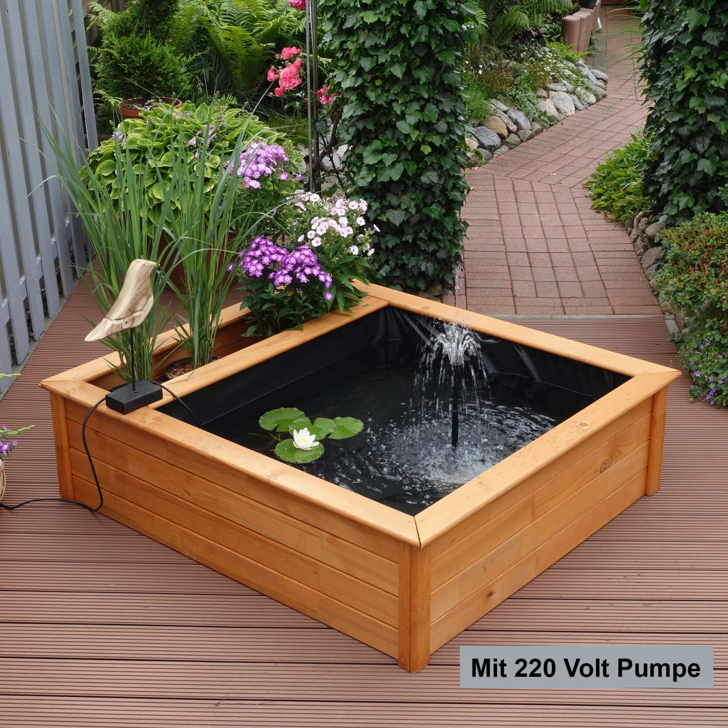 Promadino Hochteich mit 4 Pflanzzonen inkl. Pumpe (LxBxH) 146 x 146 x 40 cm