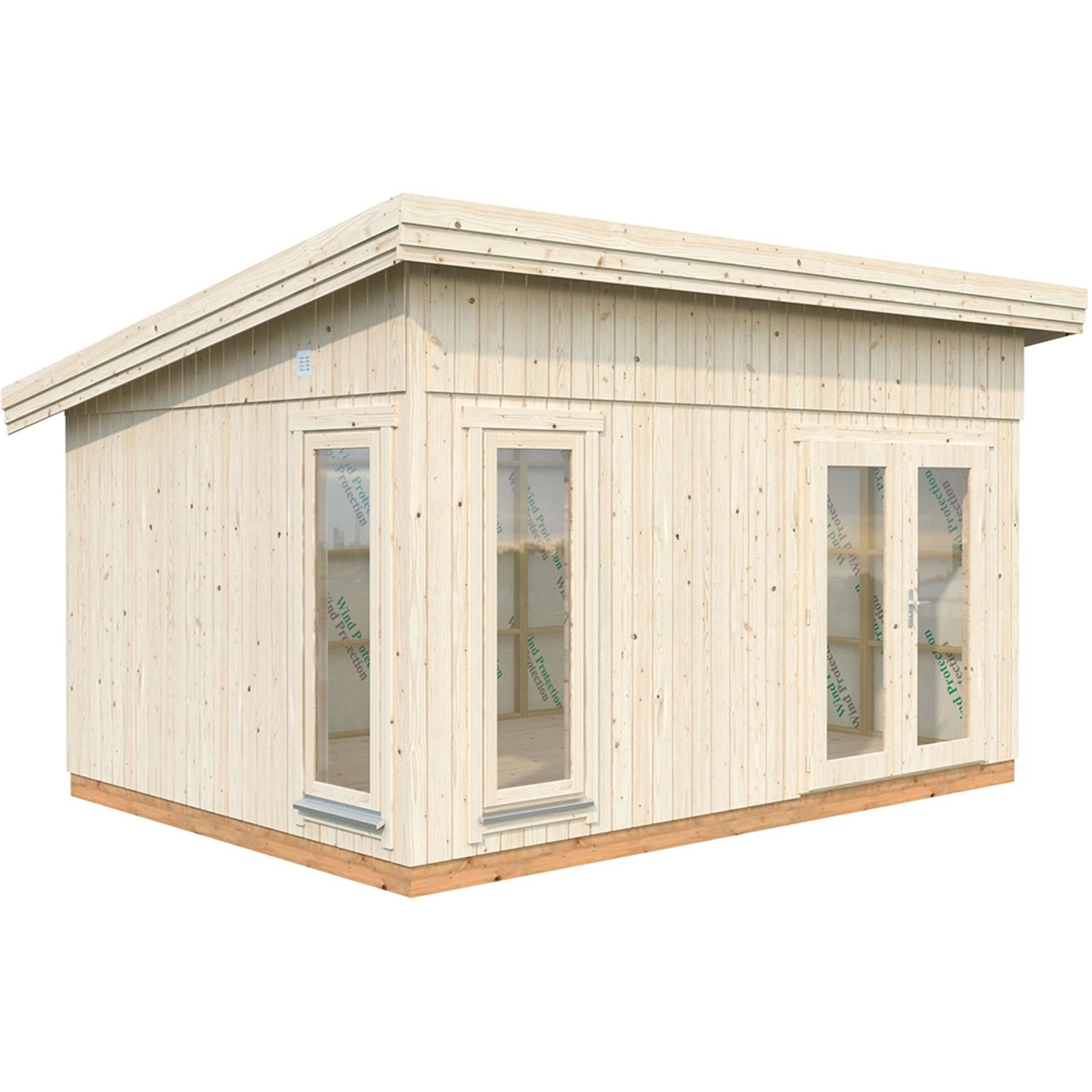 Palmako Holz-Gartenhaus Natur Flachdach Unbehandelt 502 cm x 330 cm