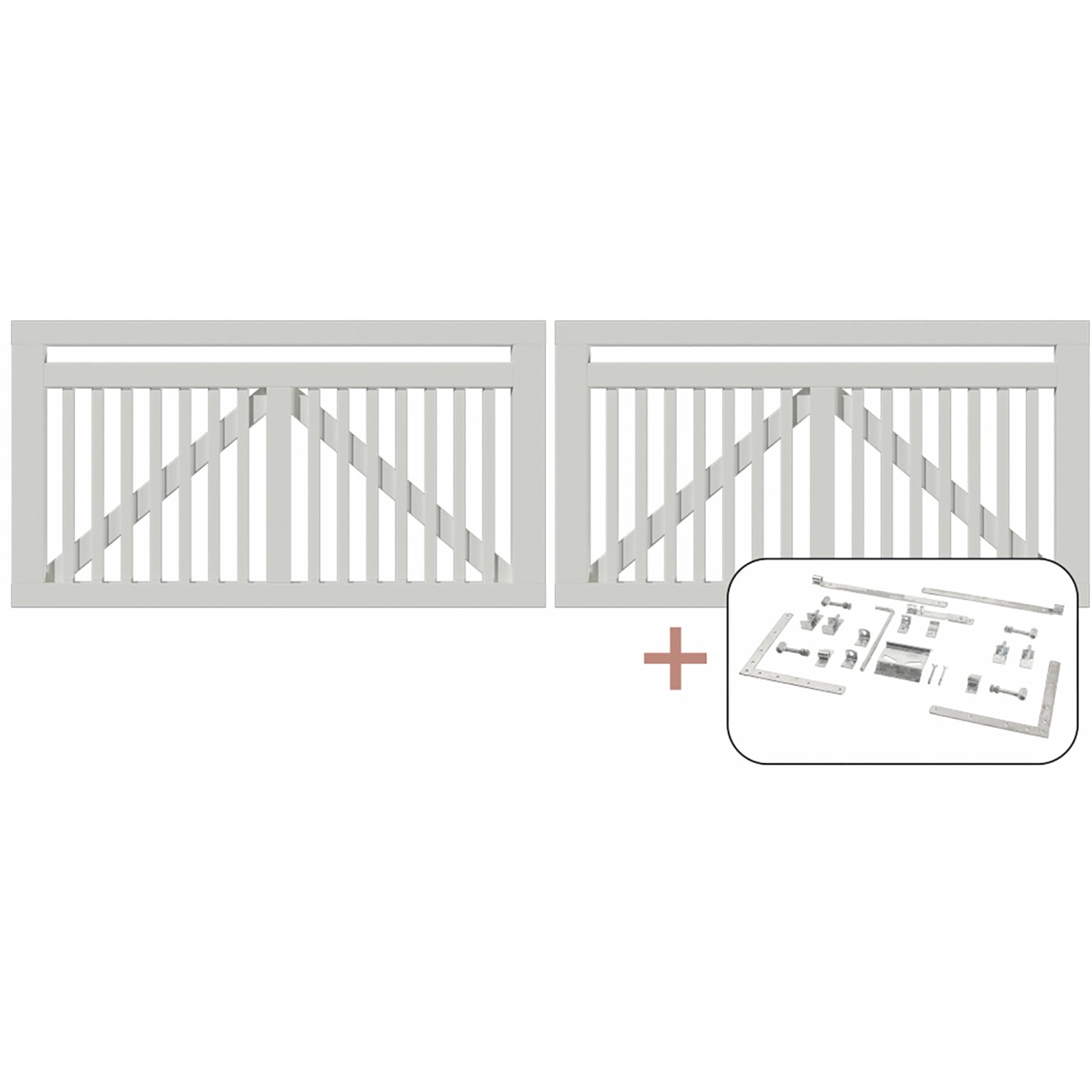 Plus Holz Doppeltor Linea Nadelholz Weiß 300 cm x 80 cm