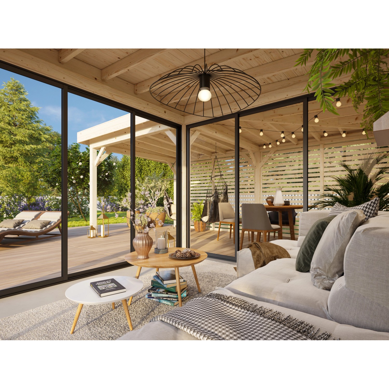 Palmako Pavillon Lenna Set 411 Slide 588 x 588 cm Lackiert Weiß FSC®