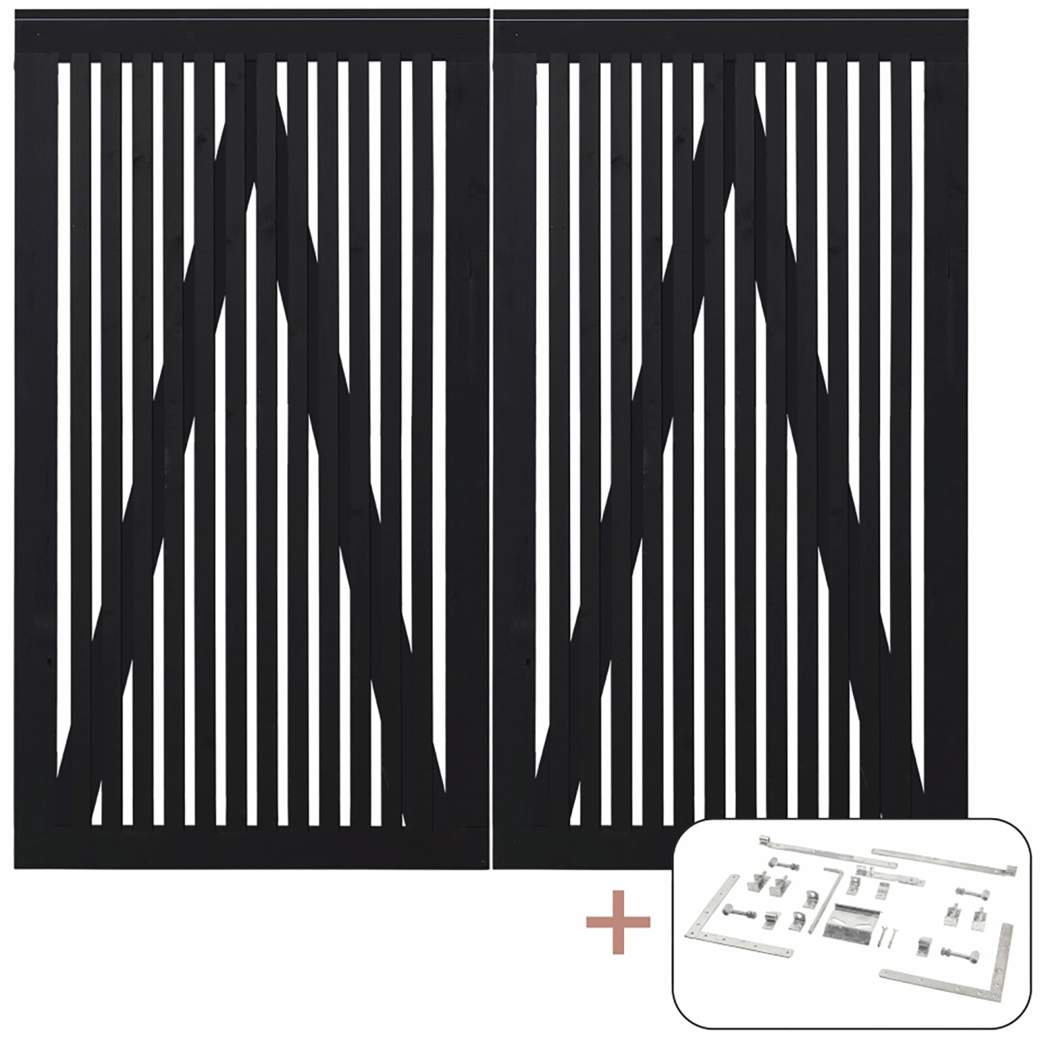 Plus Holz Doppeltor Sendai Nadelholz Schwarz 200 cm x 180 cm