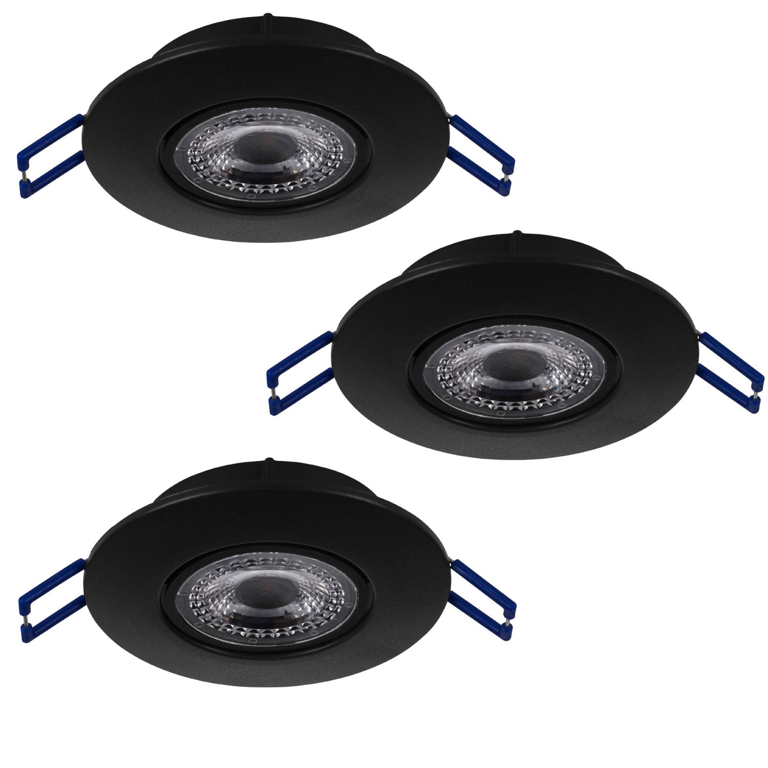 EGLO LED 3er-Set Einbauleuchten ZUJAR Schwarz Ø 90mm 3x3,4Watt 3000K