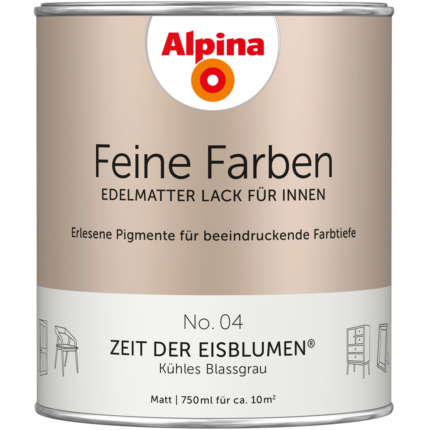 Alpina Feine Farben Lack No. 04 Zeit der Eisblumen® Grau edelmatt 750 ml