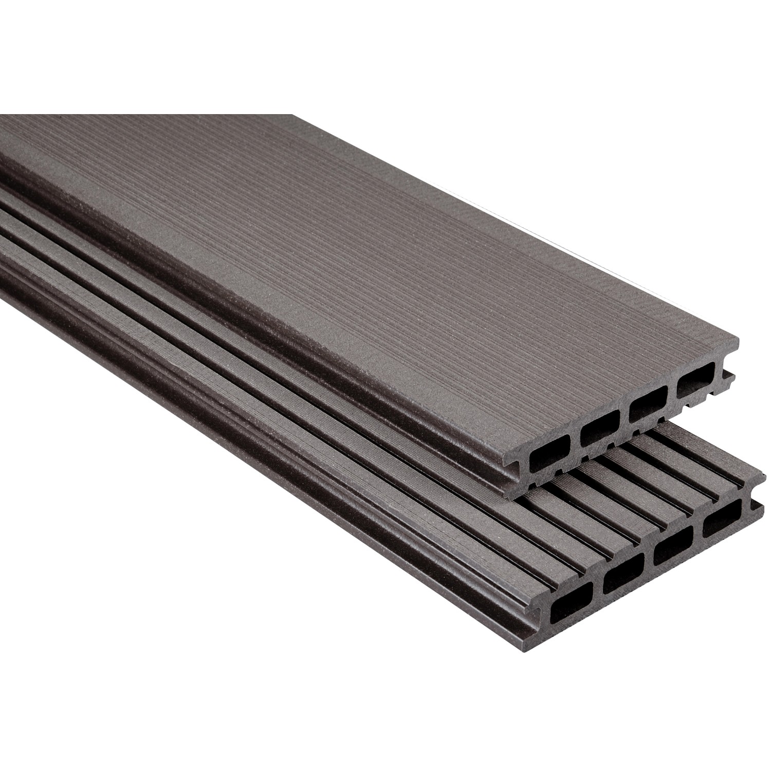 Kovalex WPC Terrassendiele Gebürstet Graubraun Zuschn. 2,6 cm x 14,5 cm x 210 cm