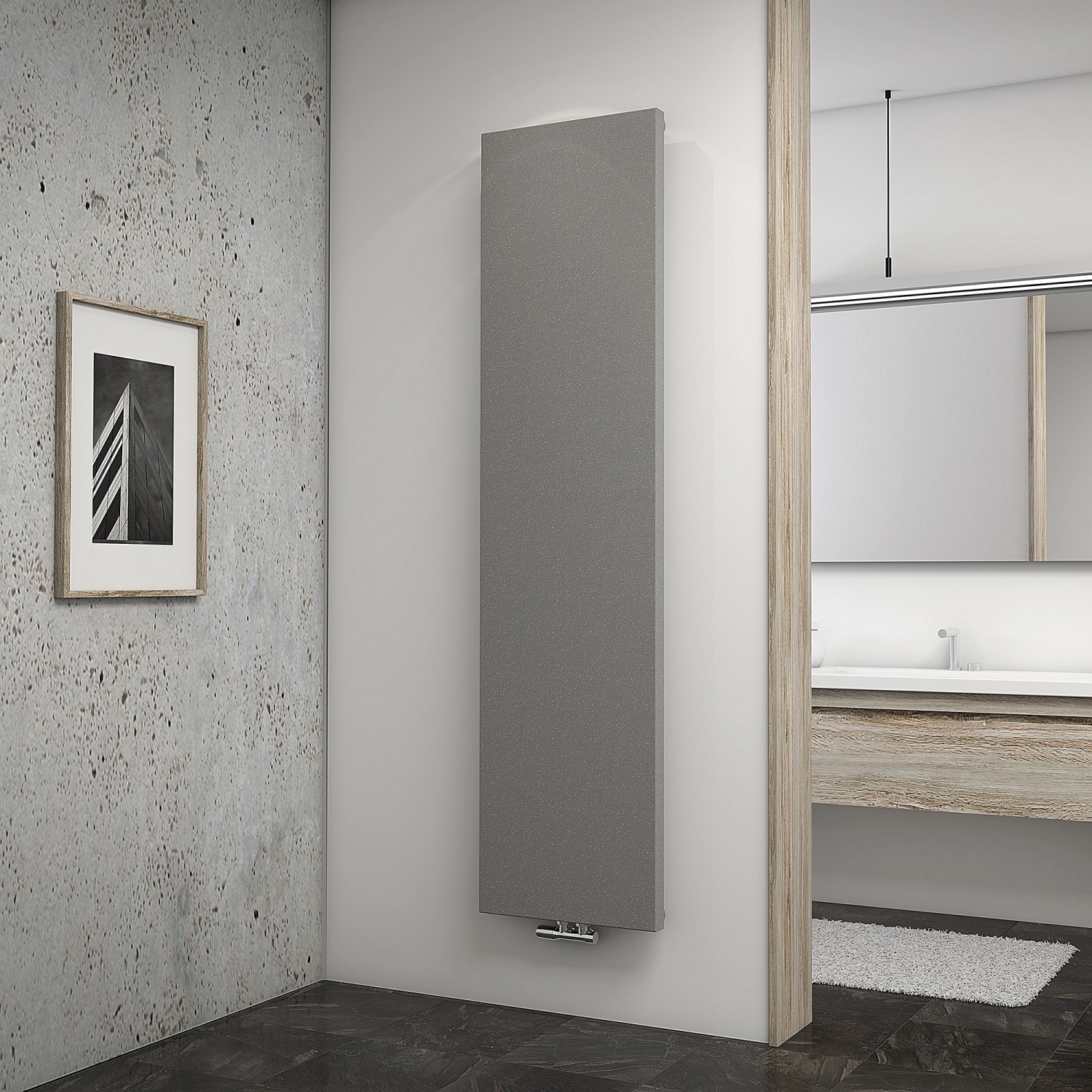 Schulte Design-Heizkörper New York mit Mittenanschluss 771 W Reflex Grau