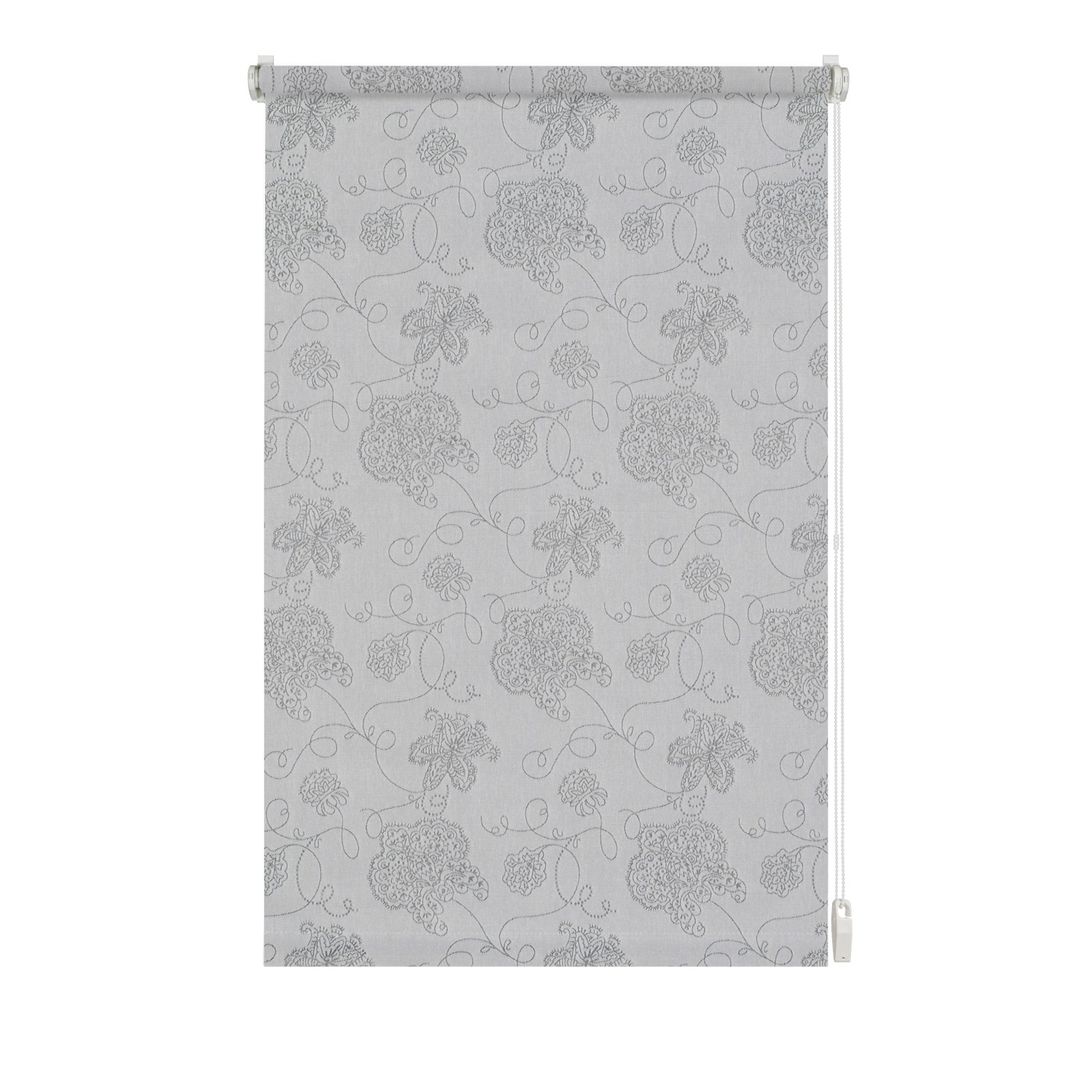 Gardinia EasyFix Rollo Dekor Stickerei 120 cm x 150 cm Silber