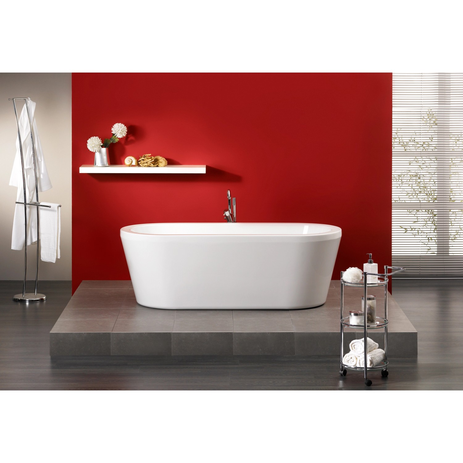 Freistehende Badewanne Flora 179,5 cm x 80 cm Weiß