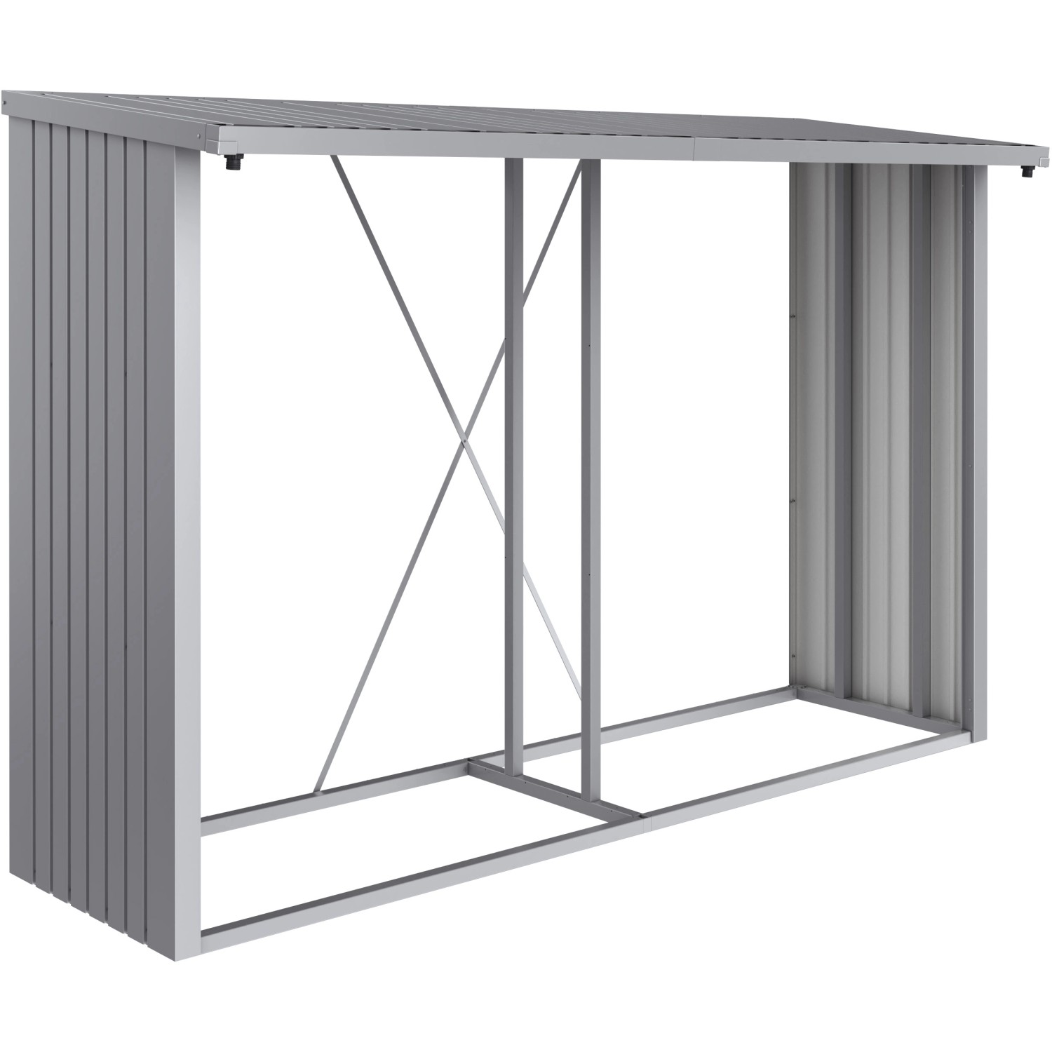 Biohort Kaminholzregal Woodstock 300 Silber-Metallic 199 cm x 286 cm x 70 cm