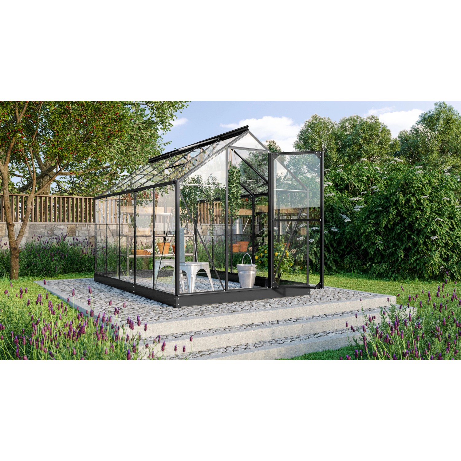 Vitavia Gewächshaus Triton 6200 Schwarz 6,2 m² inkl. Fundamentrahmen