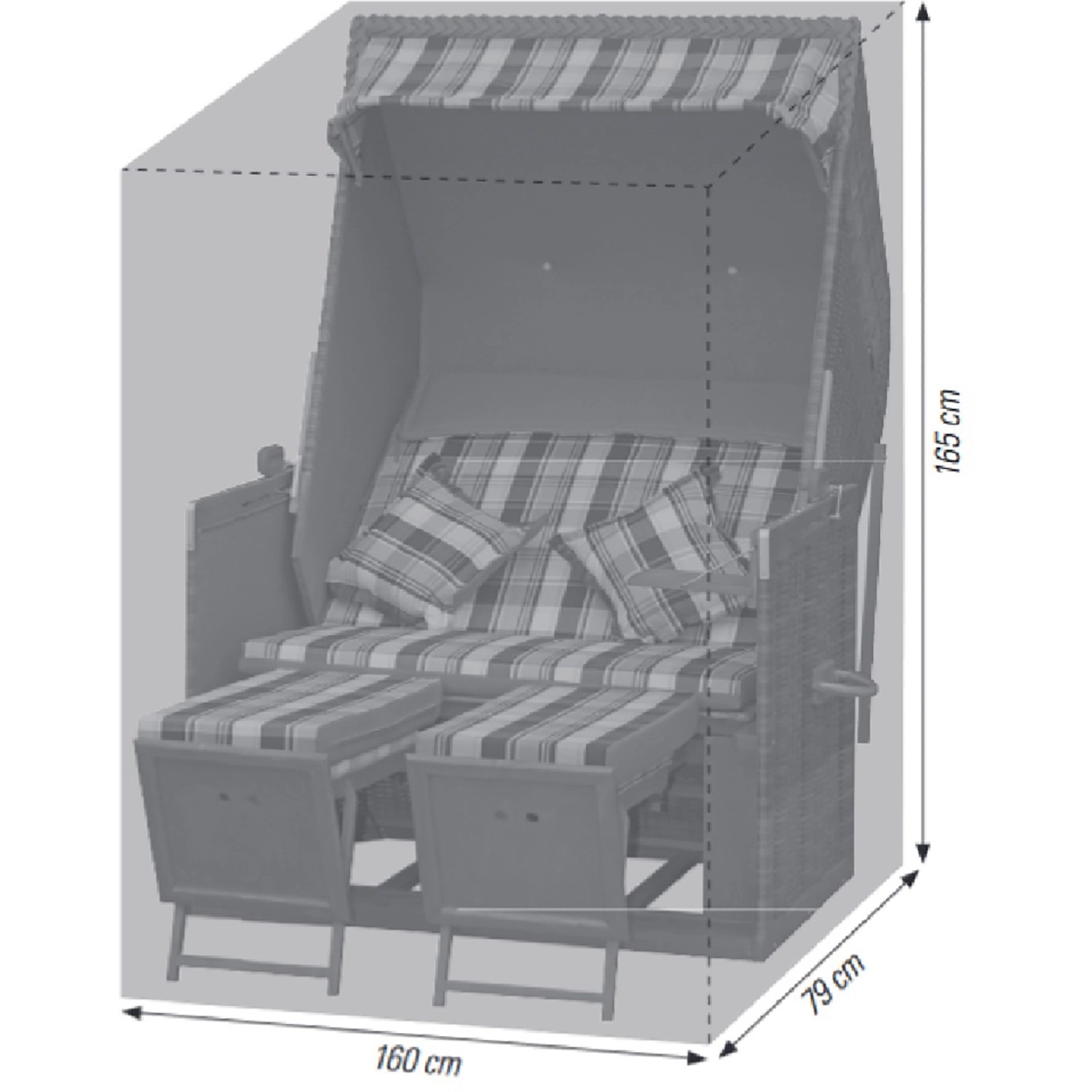Acamp Schutzhülle für Strandkörbe bis 160 cm x 79 cm
