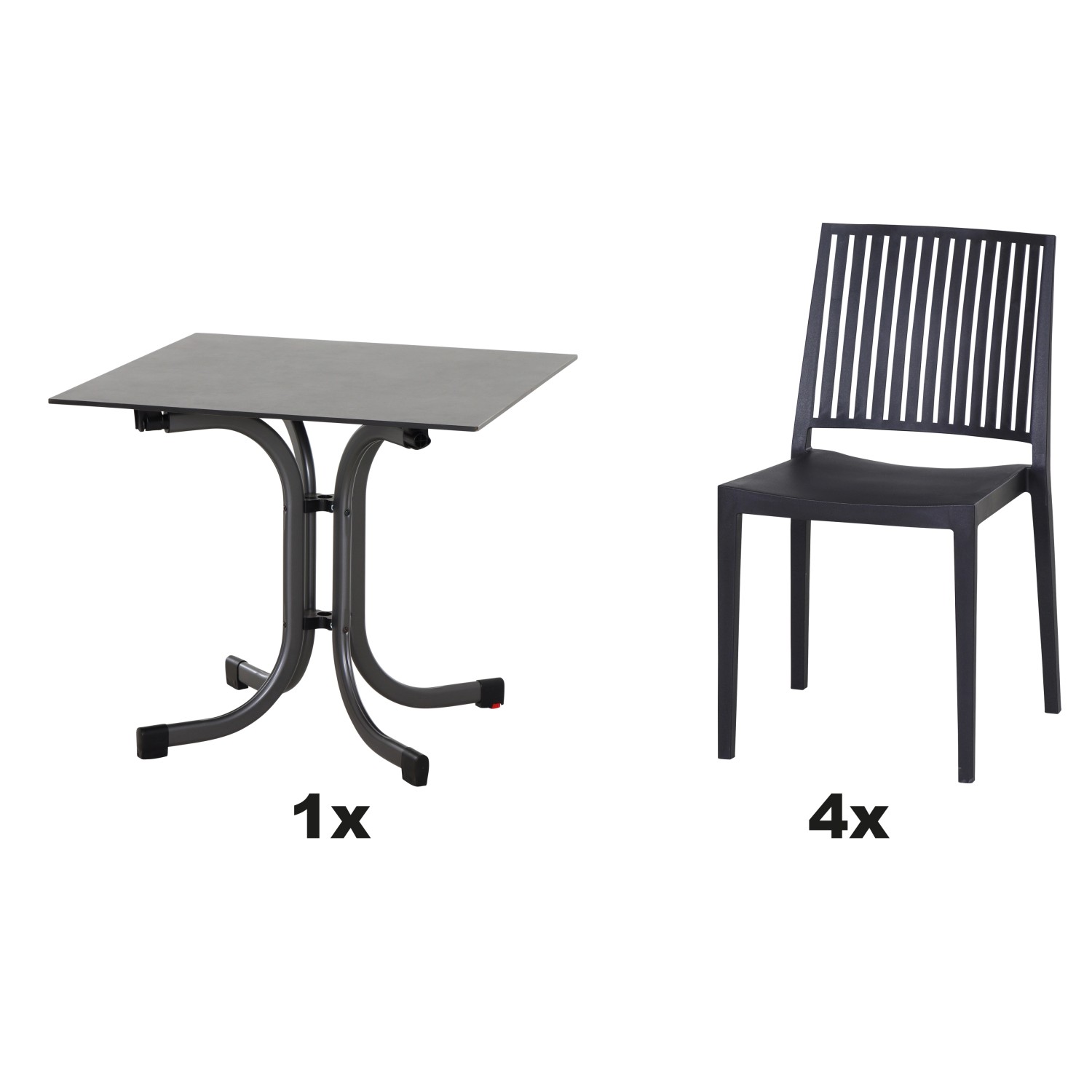 Siena Garden Gartenmöbel Set Lane 5-teilig 80 cm x 71 cm Anthrazit