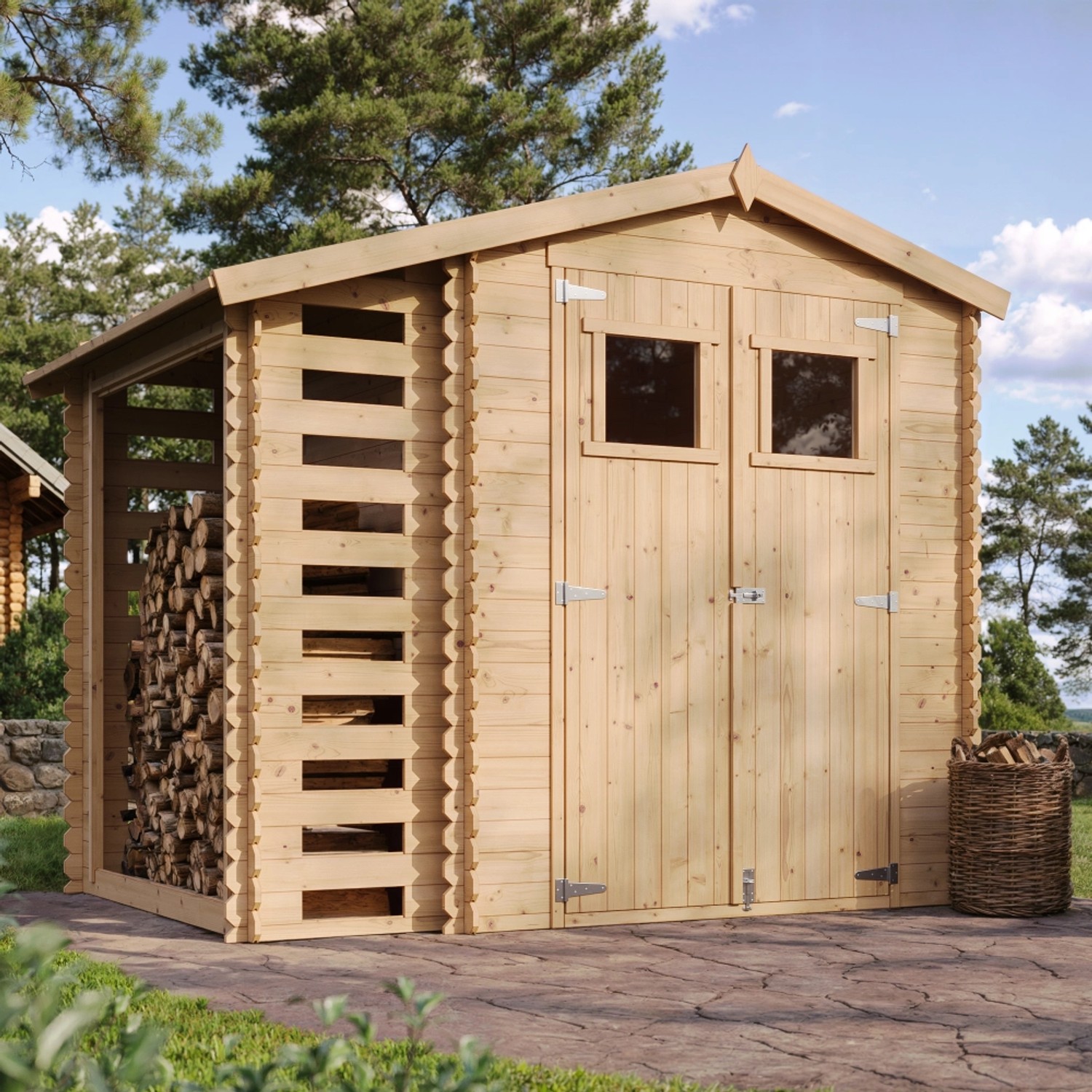 Timbela Holz-Gartenhaus M386 Beige Braun 4,47 m² FSC®