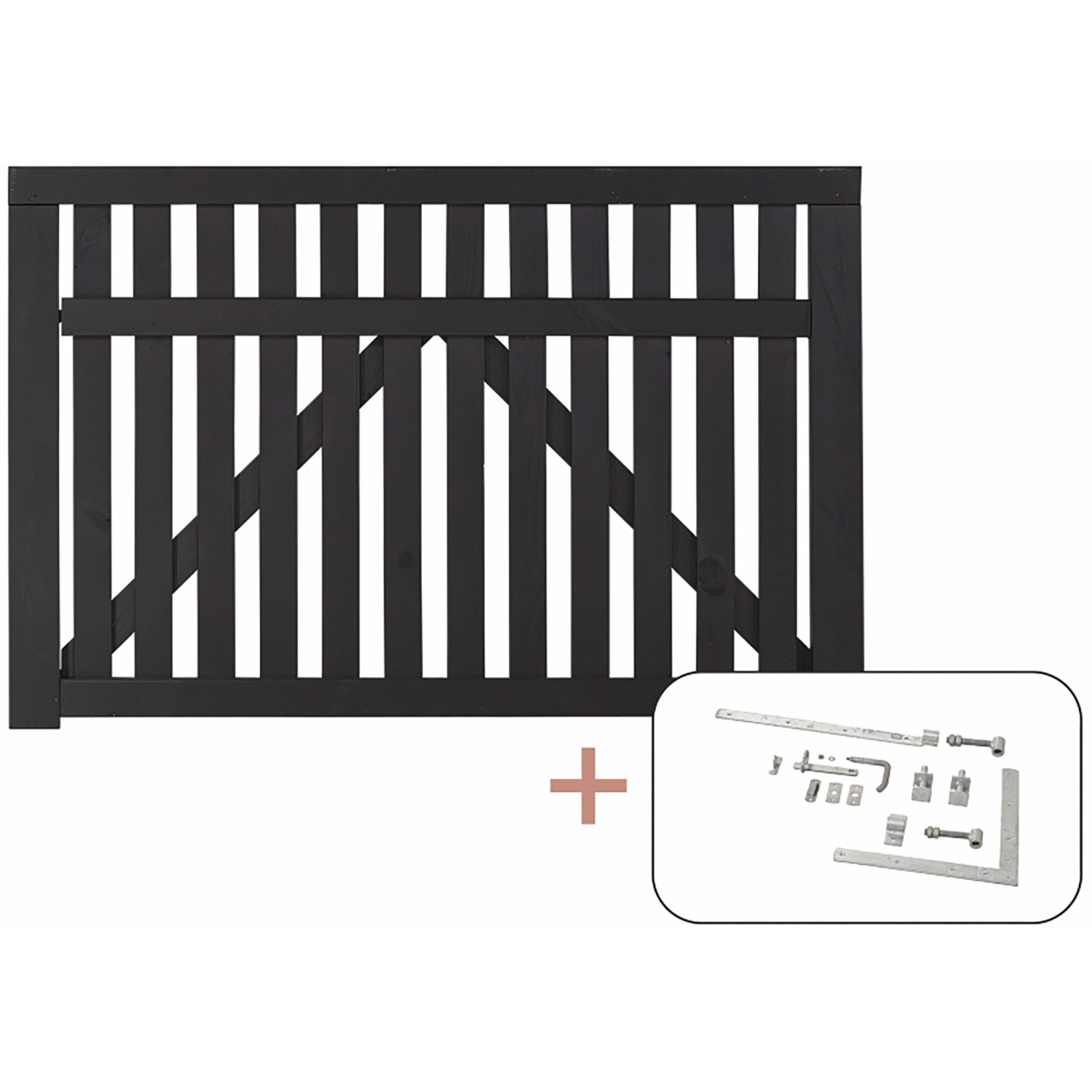 Plus Holz Einzeltor Country Nadelholz Schwarz 150 cm x 98 cm