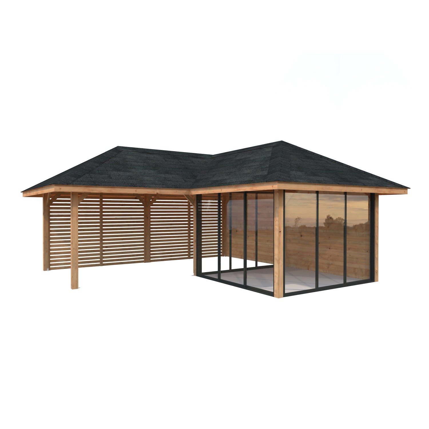 Palmako Pavillon Bianca Set211 Slide Braun Tauchgrundiert 588 cm x 588 cm FSC®