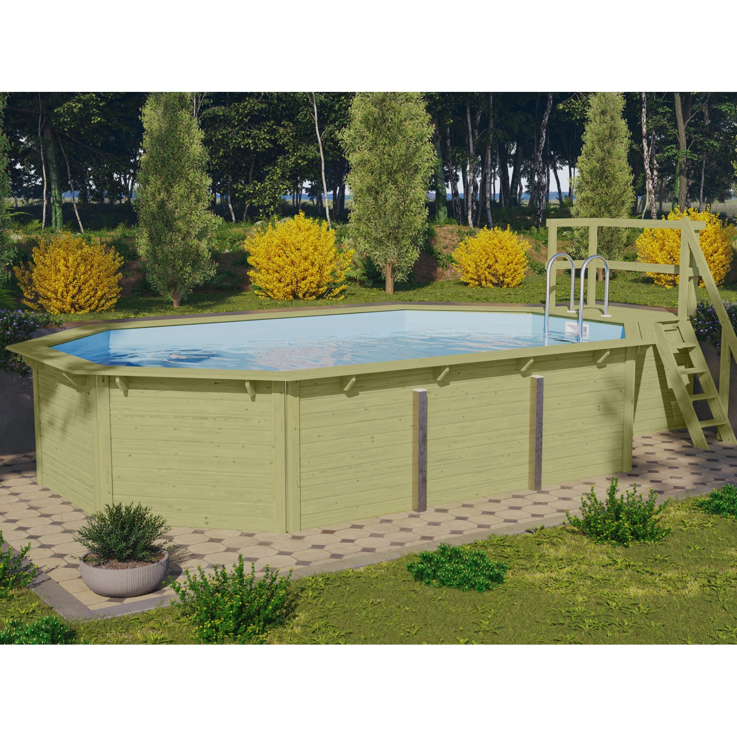 Karibu Pool Modell 4 Set inkl. Filteranlage Skimmer Sonnenterrasse