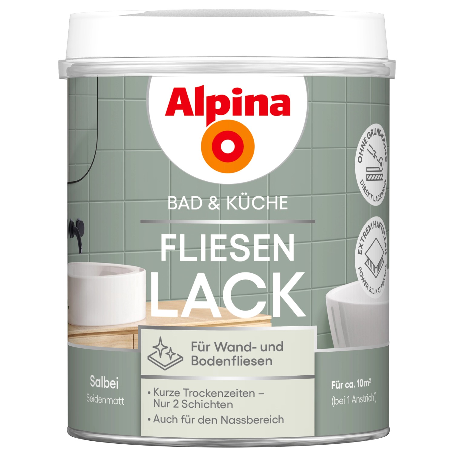 Alpina Fliesen-Lack Bad & Küche 2 Komponenten Salbei Seidenmatt 750 ml