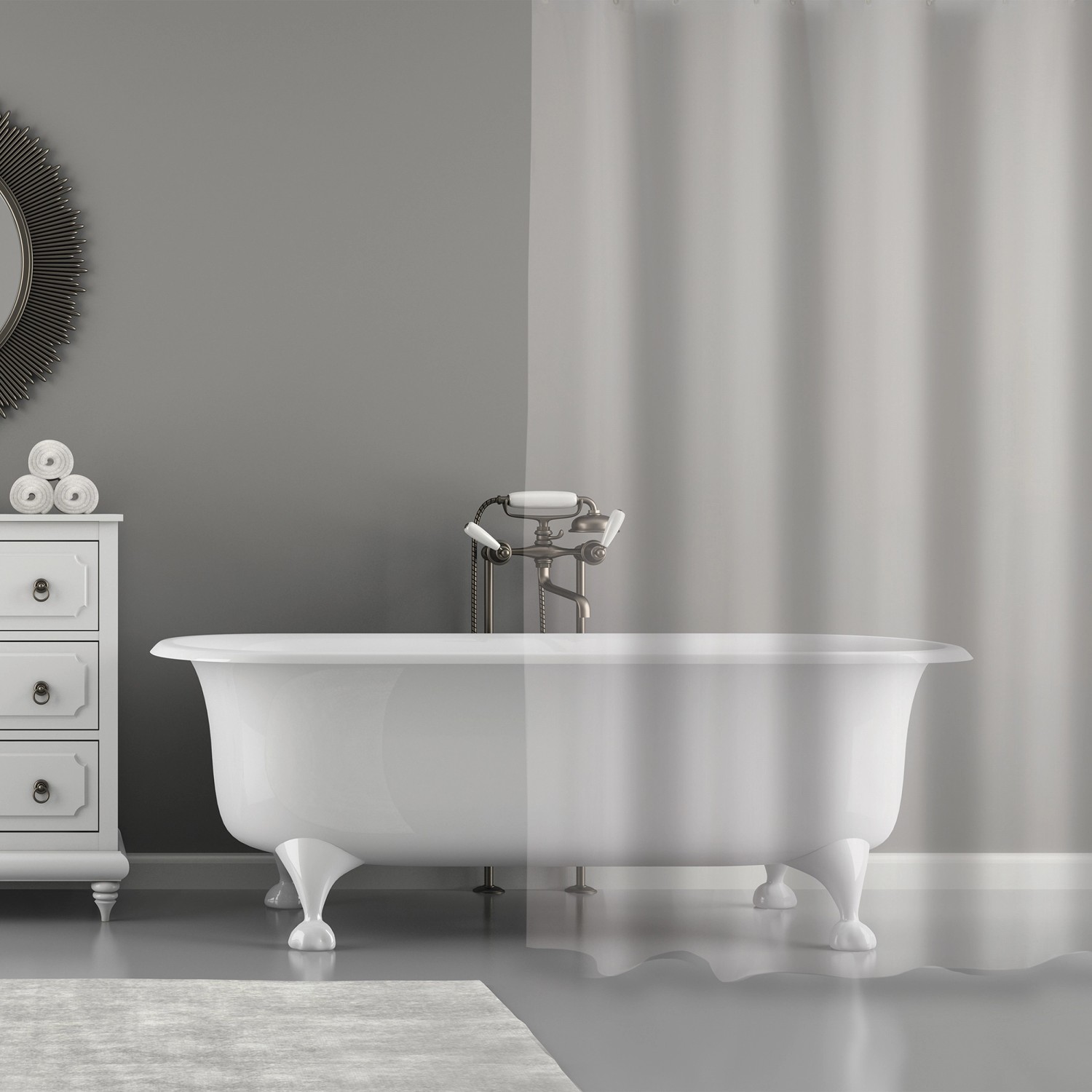 MSV Duschvorhang PVC 180 cm x 200 cm Transparent