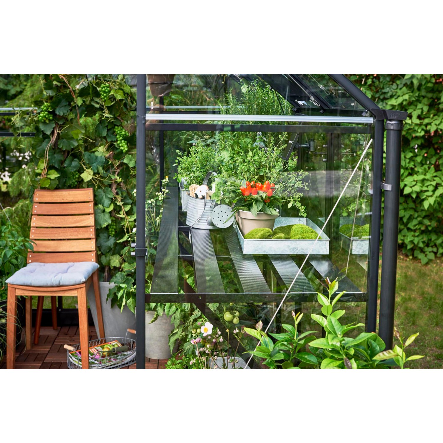 Halls Lamellentisch für das Gewächshaus Qube 68 Schwarz 244,7 cm