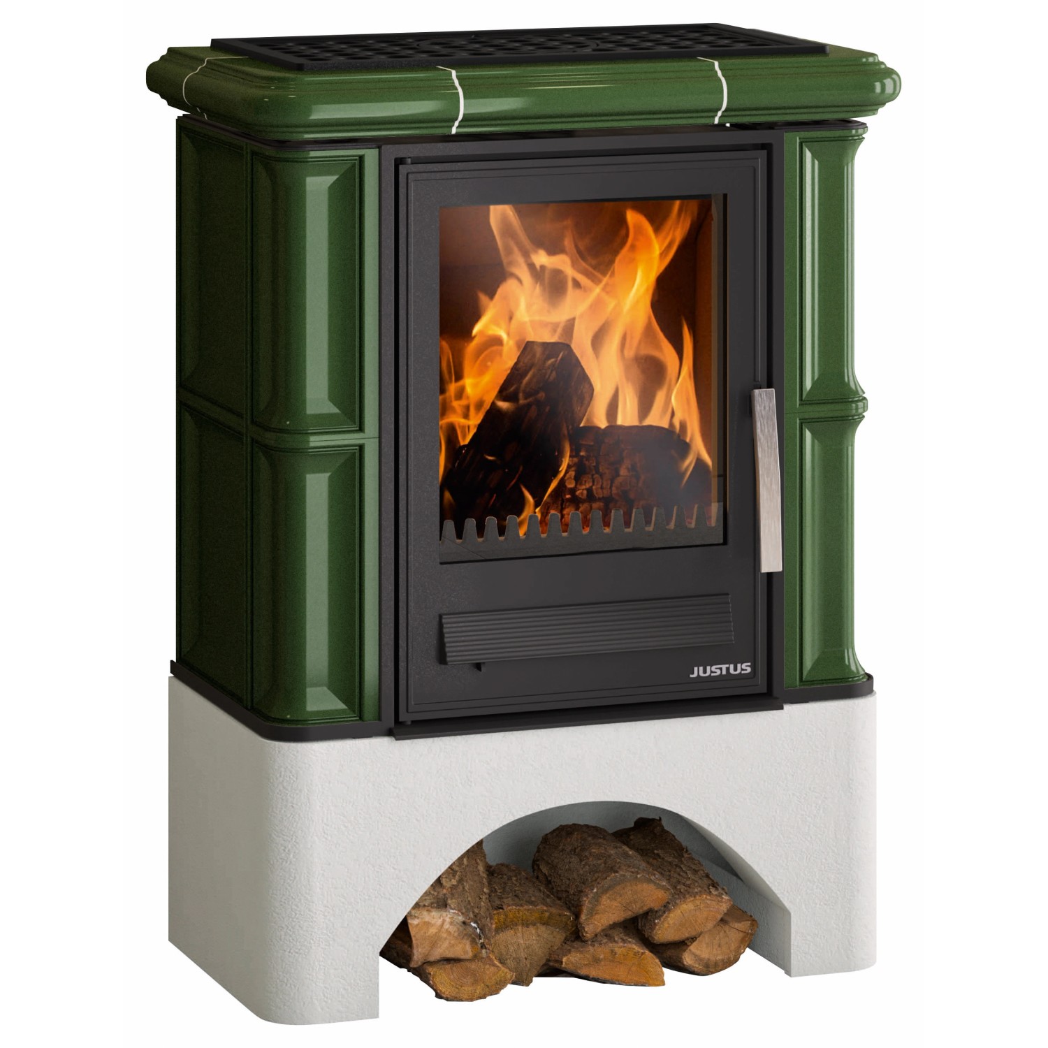 Justus Bavaria Kaminofen Keramik Grün 7 kW