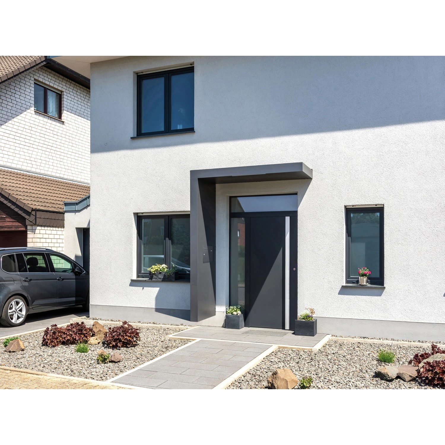 Gutta Rechteckvordach BS PLUS 160 x 90 cm Seite Links und Briefkasten Anthrazit