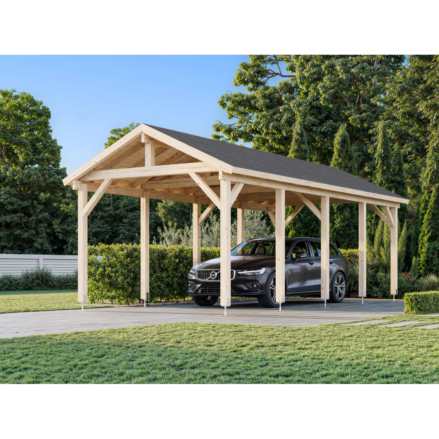 Palmako Carport Robert 315 x 732 cm Tauchgrundiert Grau FSC®
