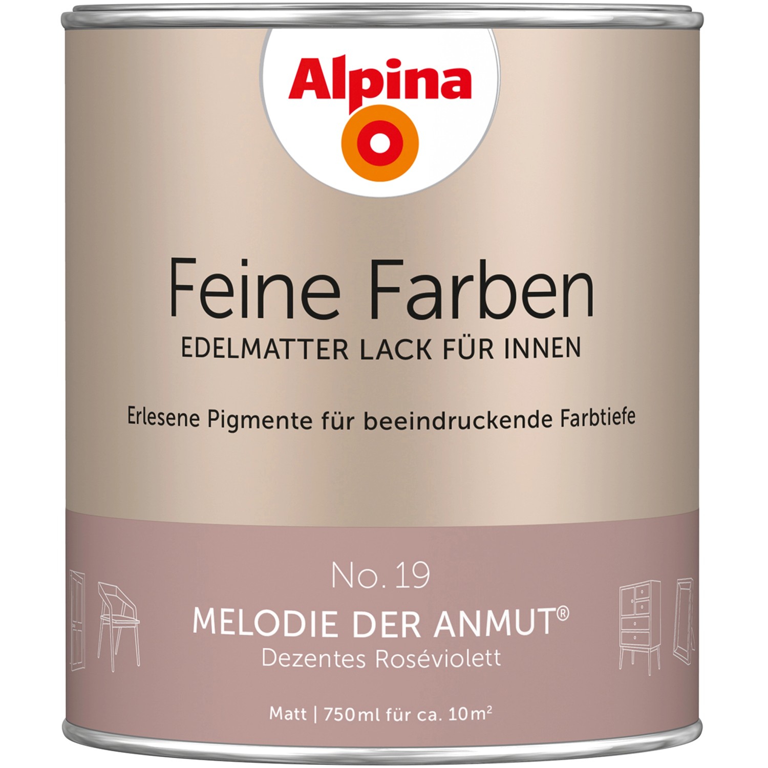 Alpina Feine Farben Lack No. 19 Melodie der Anmut® Lila edelmatt 750 ml