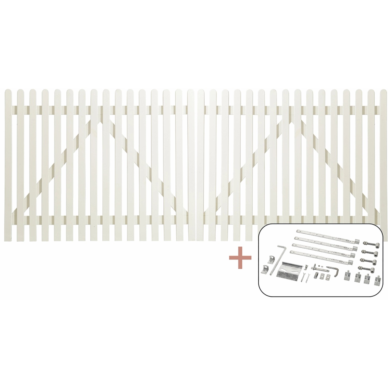 Plus Holz Doppeltor Retro Nadelholz Weiß 300 cm x 120 cm