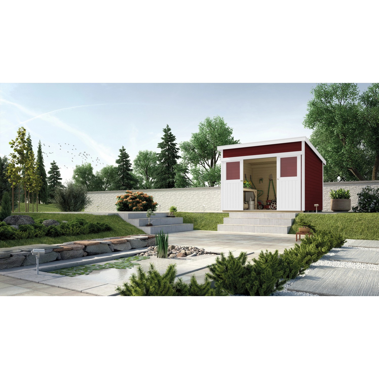 Weka Holz-Gartenhaus Turin Pultdach Lasiert 295 cm x 249 cm