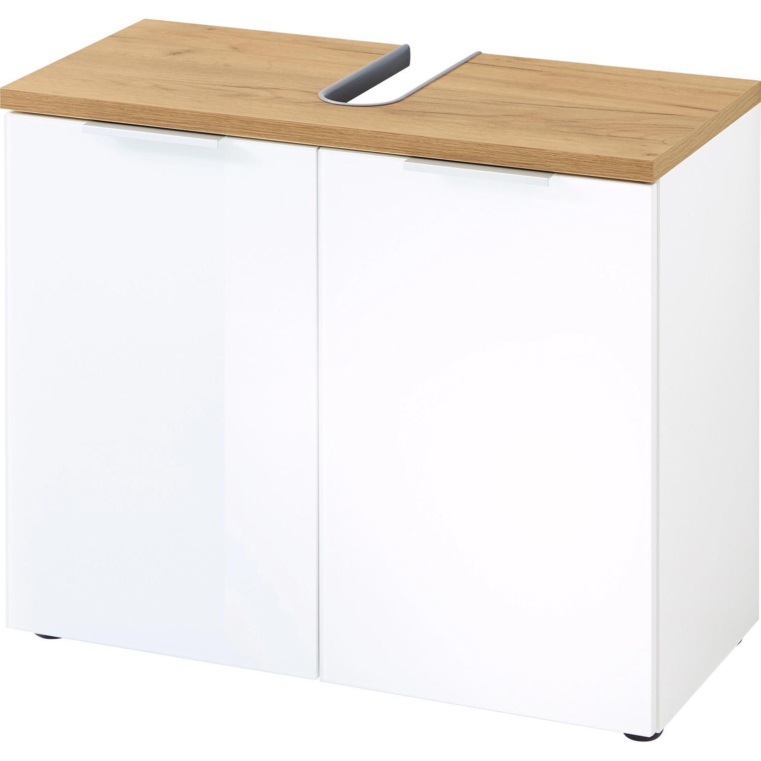 Germania Waschbeckenunterschrank GW-Pescara Weiß-Eiche 70 cm x 58 cm x 34 cm