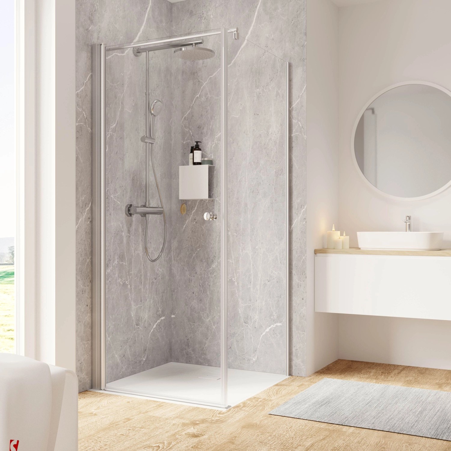 Schulte Dusche Drehtür mit Seitenwand Garant 2.0 Alunatur 200x90x90cm Links