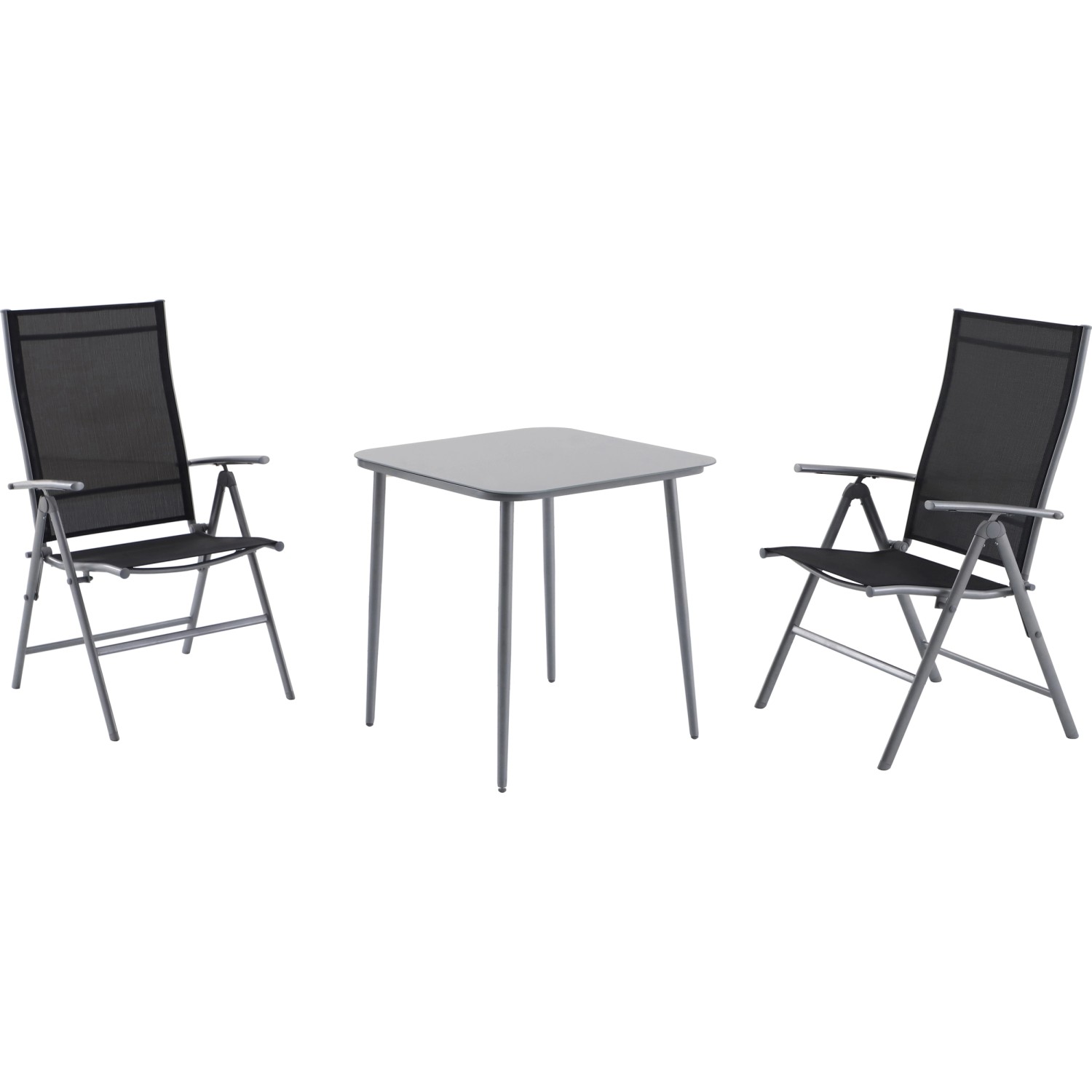 Sitzgruppe Suriname 3-tlg. Stahl Silber Schwarz