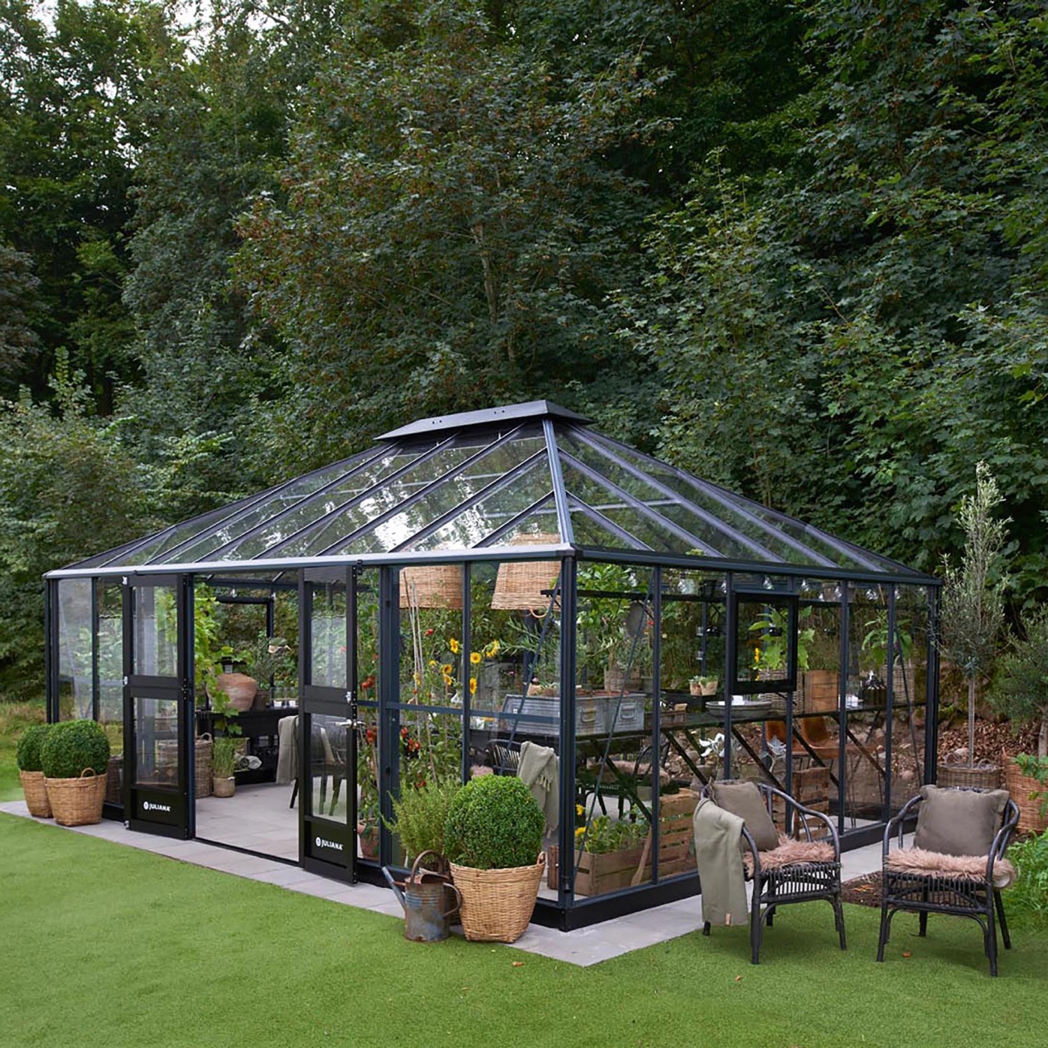 Juliana Gewächshaus Grand Oase 25 Schwarz-Anthrazit