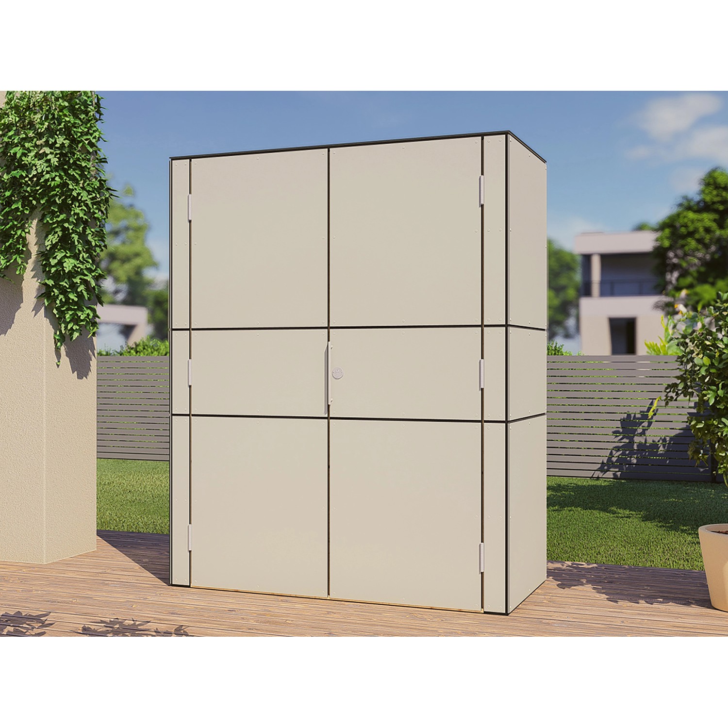 Bertilo Gartenschrank HPL Highboard 155 cm x 75 cm x 193 cm Grau FSC®
