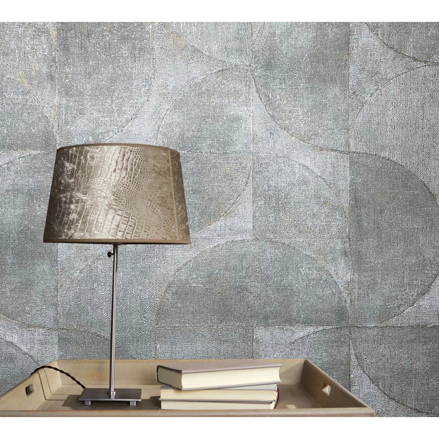 Marburg Vliestapete Vintage Deluxe geometrische Struktur Grau-Blau FSC®